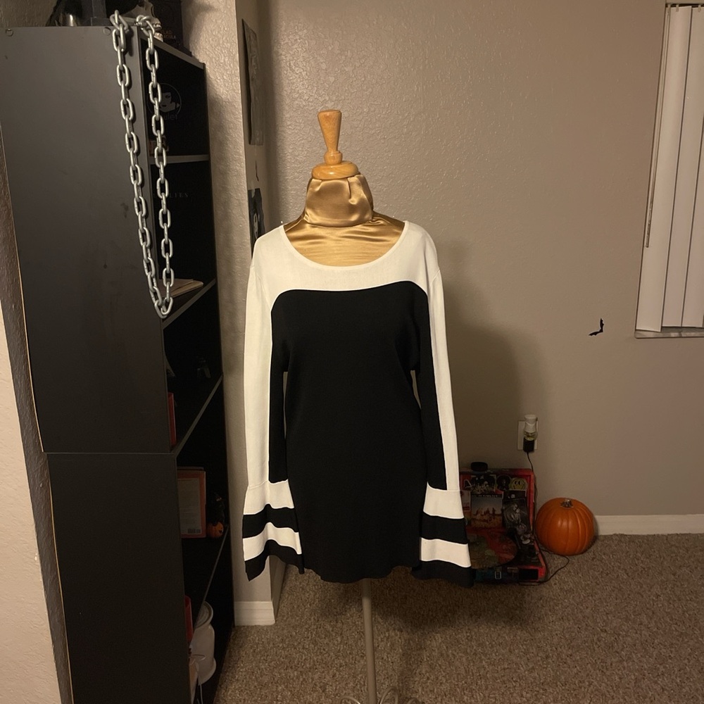 INC International Concepts Monochrome Long Sleeve Dress